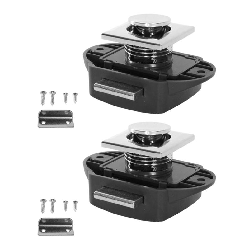2pcs Auto RVsParts Push Button Cabinet Door Catch Keyless Cupboard Locks for Yachts Caravans Furniture
