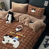 Cute Cat Embroidered Autumn Winter Warm Bedding Set Milk Velvet Thicken Warmth Duvet Cover Set with Sheet Quilt Cover Pillowcase
