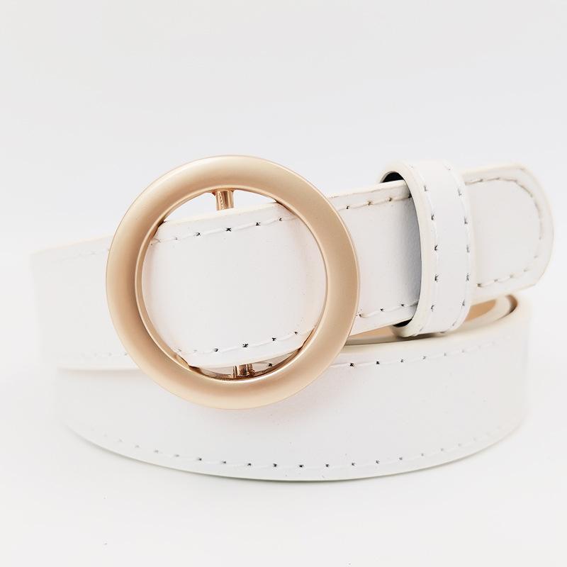 Innovative Non-hole Round Buckle Women's Imitation Leather Belt Student Versatile Jeans Skirt Belt