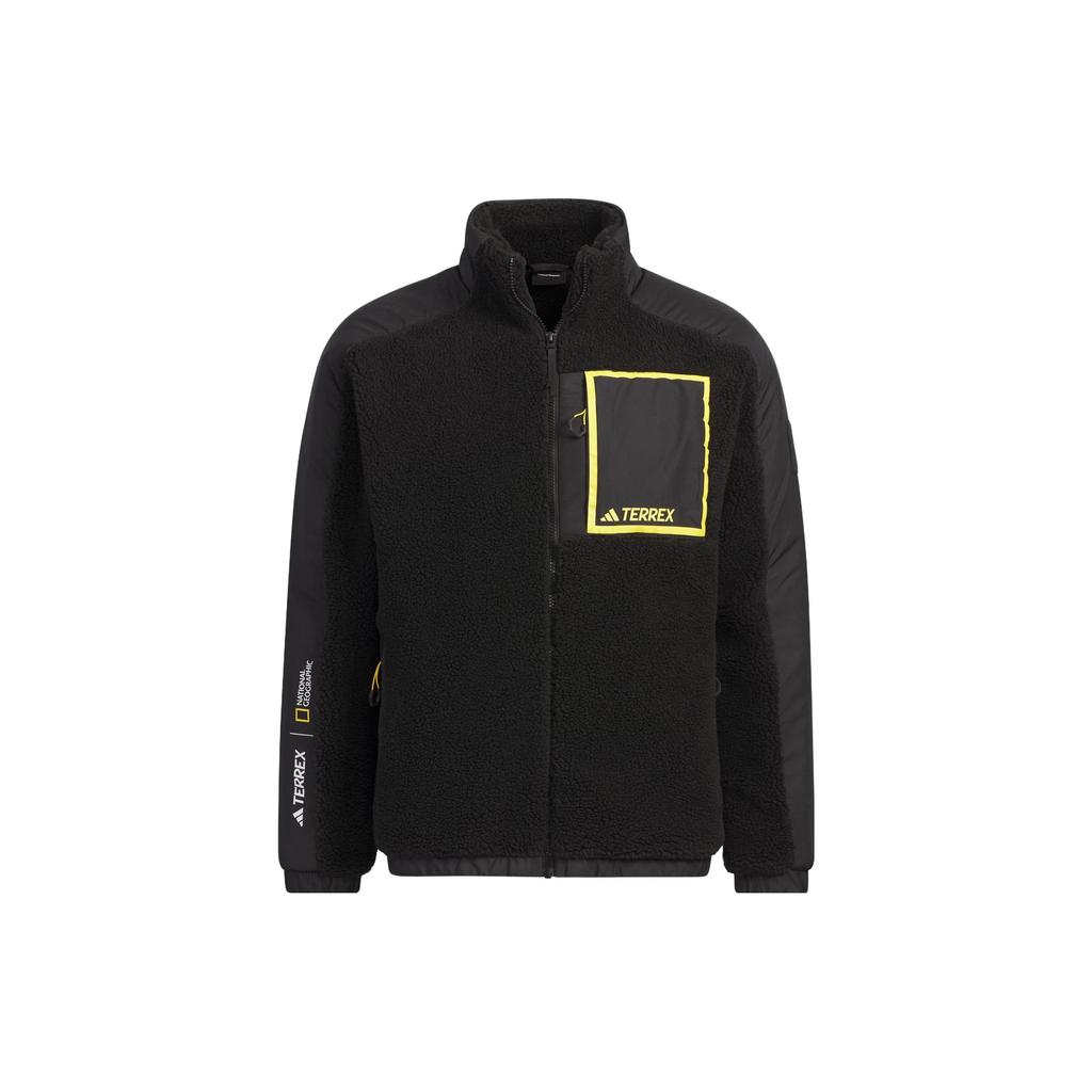 Adidas X National Geographic Color Block Outdoor Fleece Jacket Men Jacket Black IL8982
