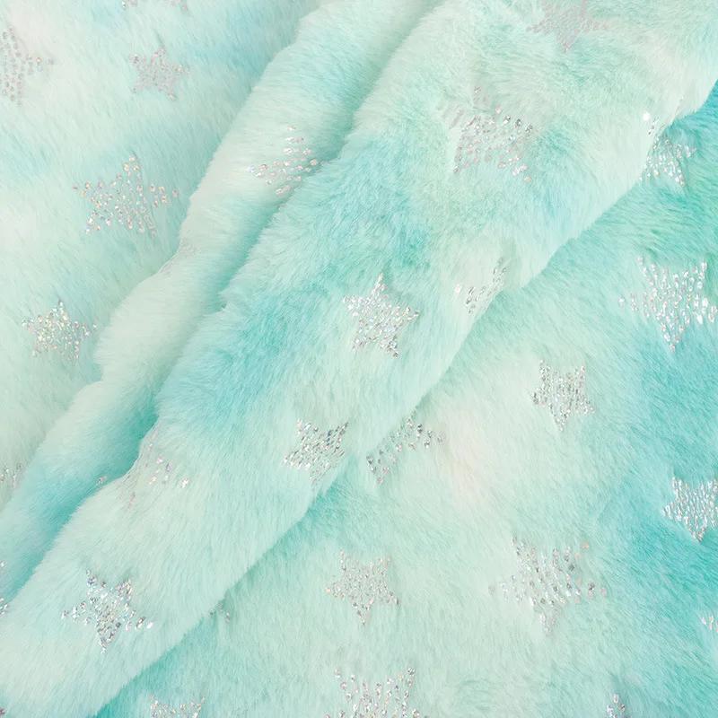 160x50cm Five Pointed Star Hot Silver Tie Dyed Rabbit Fabric For Winter Warm Pajamas Cushions Pet Products Pillow Fabric TJ21169
