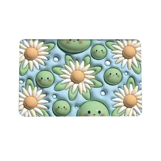 Cute Cartoon Bathroom Bath Mat Crystal Velvet Non Slip Mat Floor Rug Water Absorbent Doormat 3D Cobblestone Embossed Foot Mats