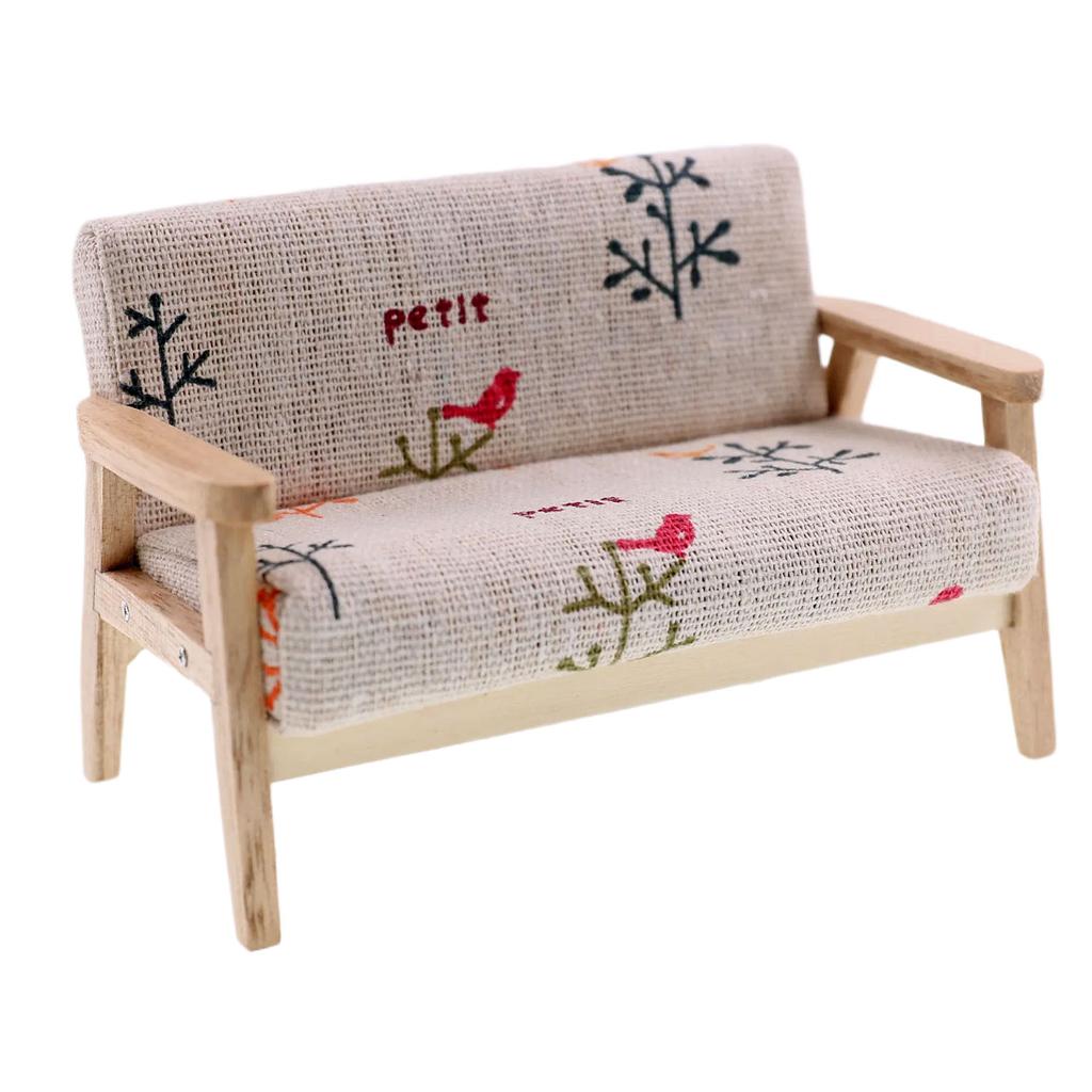 1:12Dollhouse Doll double chair, mini ornaments, toys, double sofa, Japanese scene photography