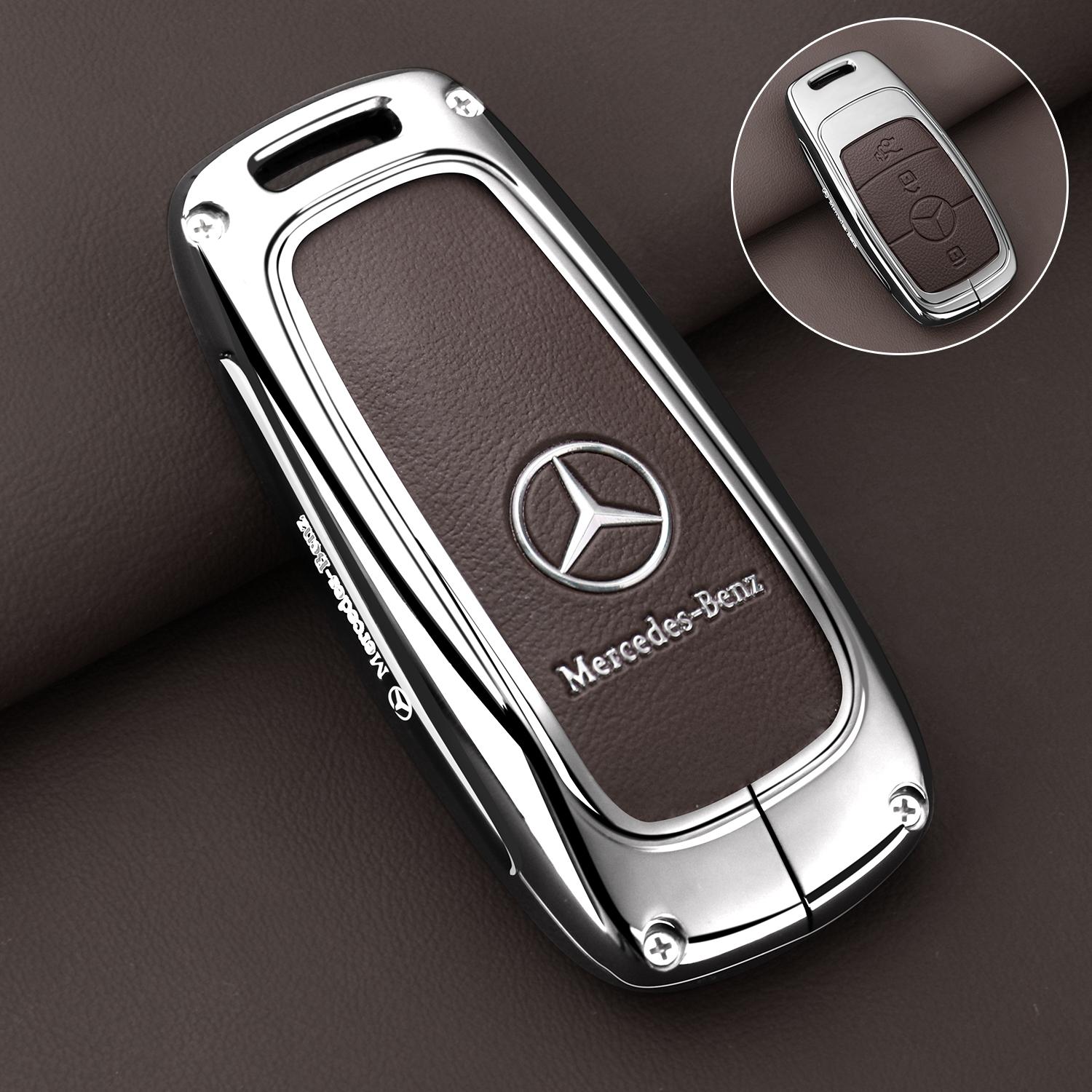 

Чохол-брелок зі сплаву цинку та шкіри для ключа автомобіля Mercedes Benz A C E S G Class GLC CLE CLA GLB GLS W177 W205 W213 W222