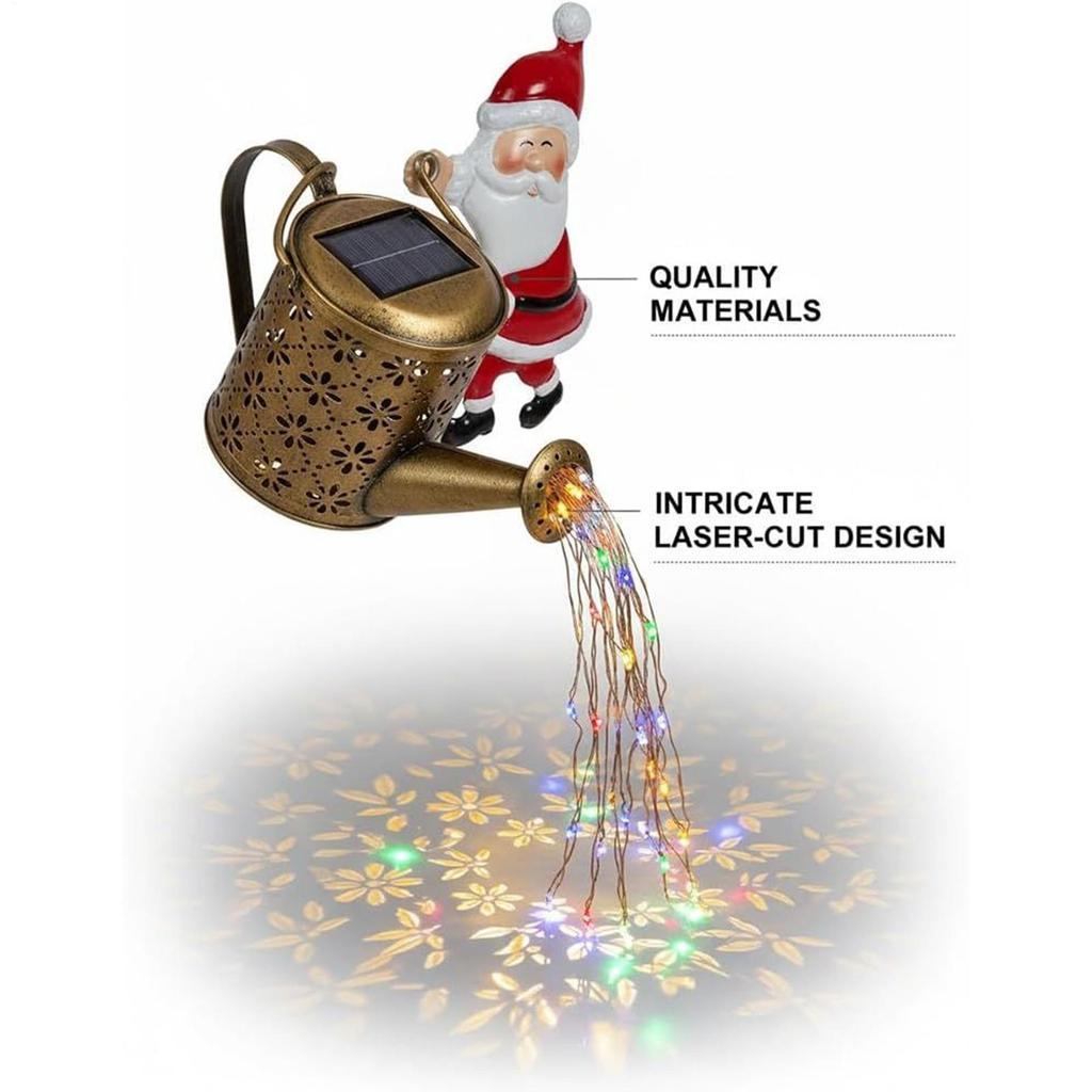 Solar Snowman Kettle Outdoor Garden Lights Hanging LED Santa Claus Watering Can Light Solar Light for Yard Lawn Christmas Decor