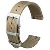 Anbeer 19mm Nylon Watch Band with Quick Release Replacement Khaki with Metal Loop and Silver Buckle Two-Piece Strap,
