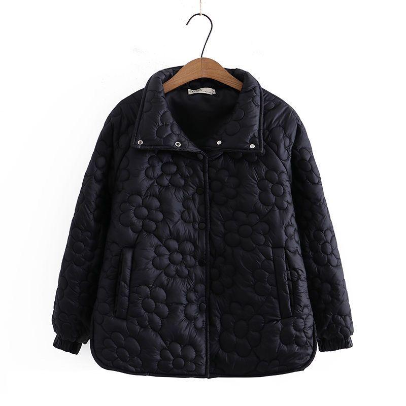 Women's Plus Size Padded Coat Winter Loose-Fit Thin Stand Collar Cotton Jacket