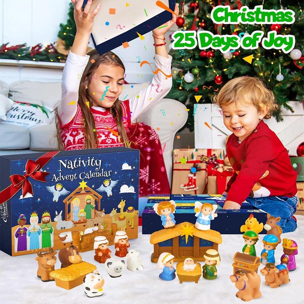 Christmas Countdown Advent 2026 Advent Nativity Toys Jesus Scene Christmas Calendar Toys For Kids Bedroom Living Room Classroom
