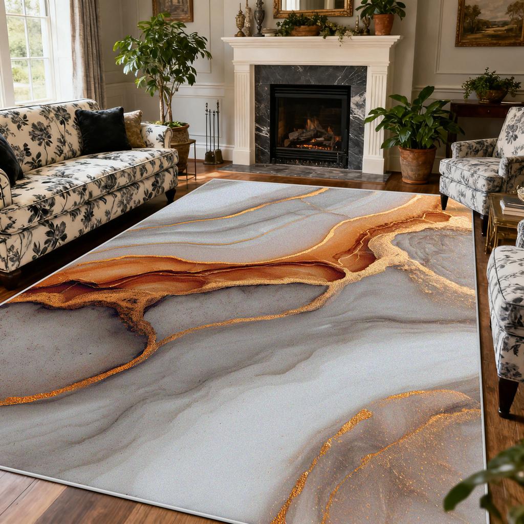 Light Luxury Marble Style Carpet Large Area Living Room Lounge Decoration Rug 200×300cm European Style Bedroom Soft Floor Mat