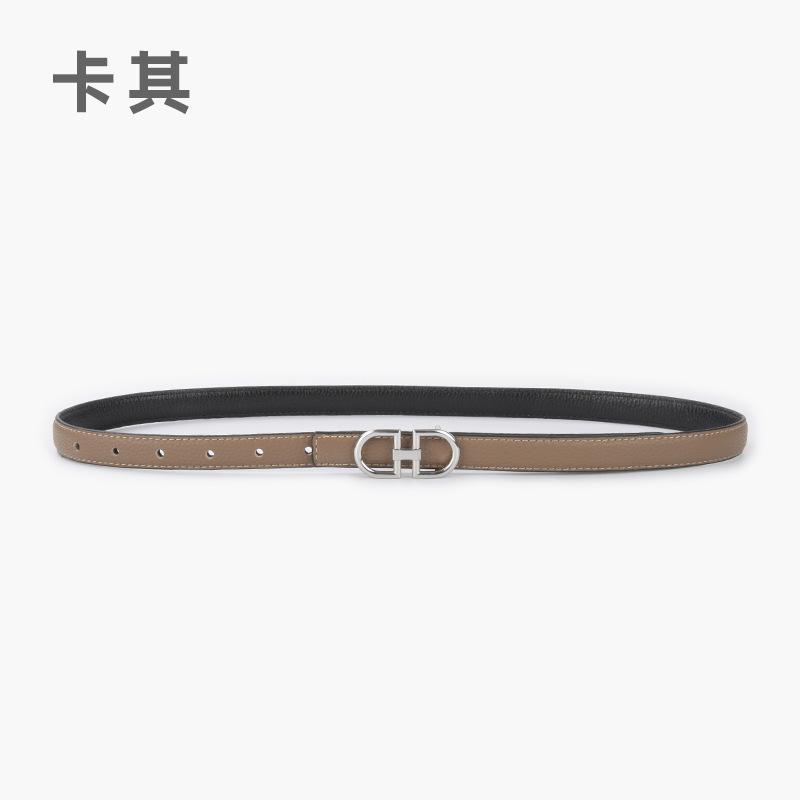 Lychee Pattern First Layer Cowhide Women'S Genuine Leather Women'S Belt Casual Pants Jeans Thin Two-Sided Belt Available