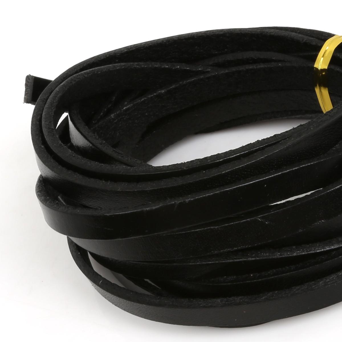 

2 метра Высококачественный Шнур из Натуральной Кожи Плоская Прядь Коровья Кожа Веревка Для Ручной Работы Ожерелья Браслеты DIY Ювелирные Изделия 6x2mm 3M чёрный