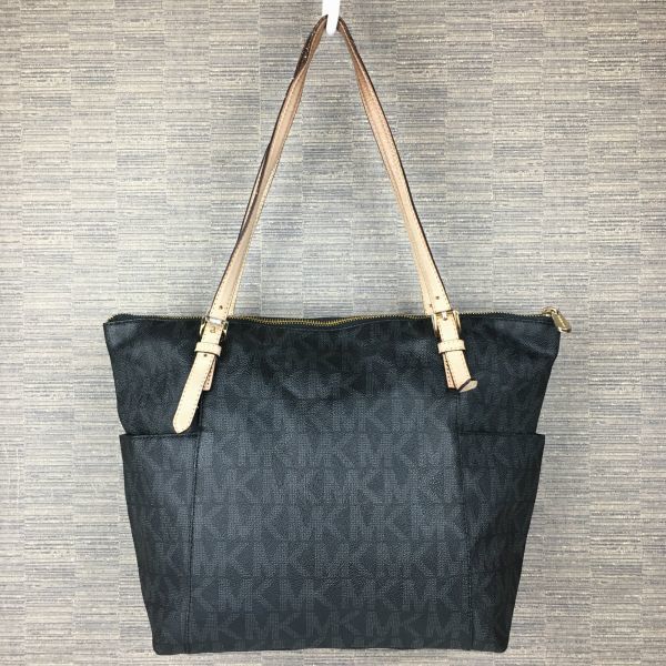MICHAEL KORS Shoulder Handbag Black Logo Pattern(USED)