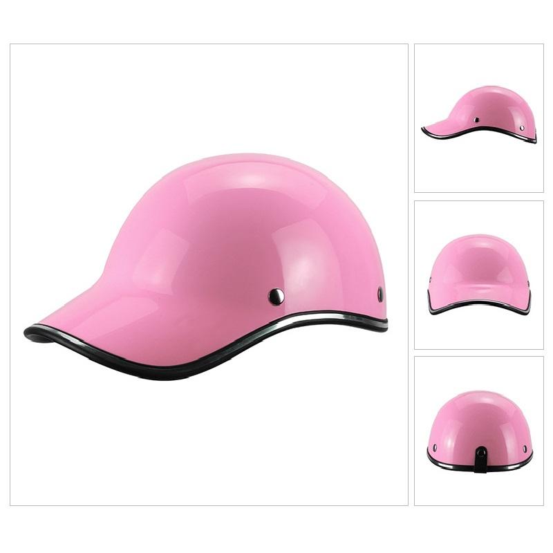 Open Face Motorcycle Helmet Durable Plastic Pink Baseball Cap Half Helmet Women E-Bike Retro Bicycle Electric Scooter Safety Hat