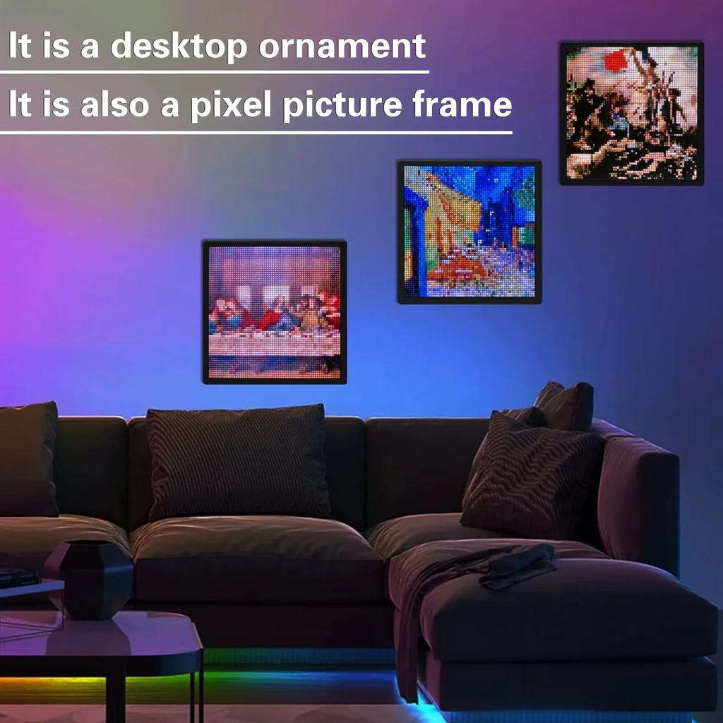 Smart 32x32 LED Pixel Matrix Display Programmable DIY Pixel Art Panel with APP Control for Gaming Room Anime Decor Night Light