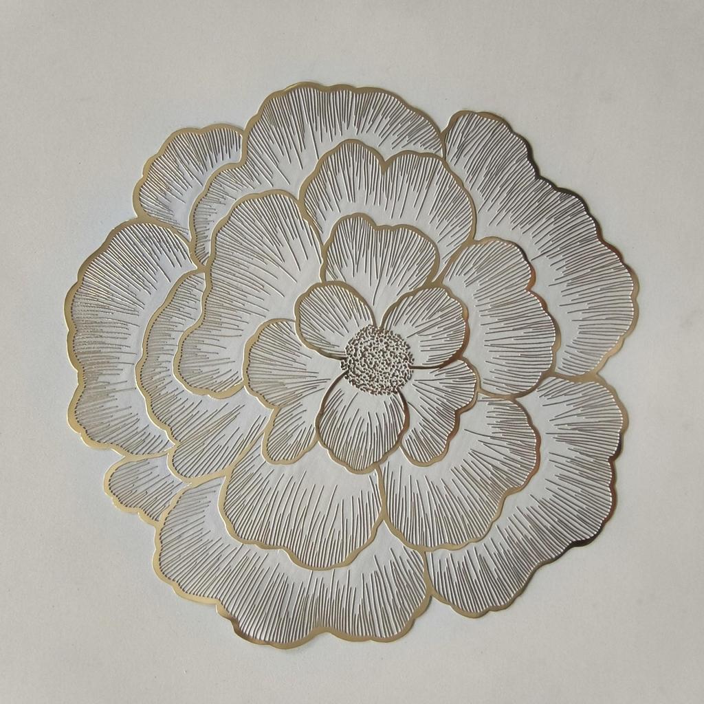 Luxury Peony Flower PVC Placemat: Heat-Resistant, Waterproof, and Oil-Proof.