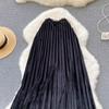 2025 Korean Style High Waist Pleated Velvet Skirt Versatile Hip Covering Thin Medium And Long A-Line Skirt