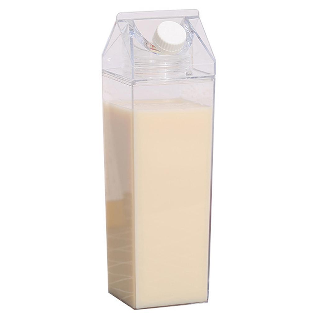 Transparent Milk Carton With Lid Easy Cleaning Portable Water Cup For Indoor Outdoor