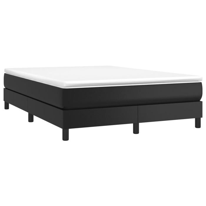 3144261 vidaXL Lit à sommier tapissier avec matelas Noir 140x200 cm Similicuir