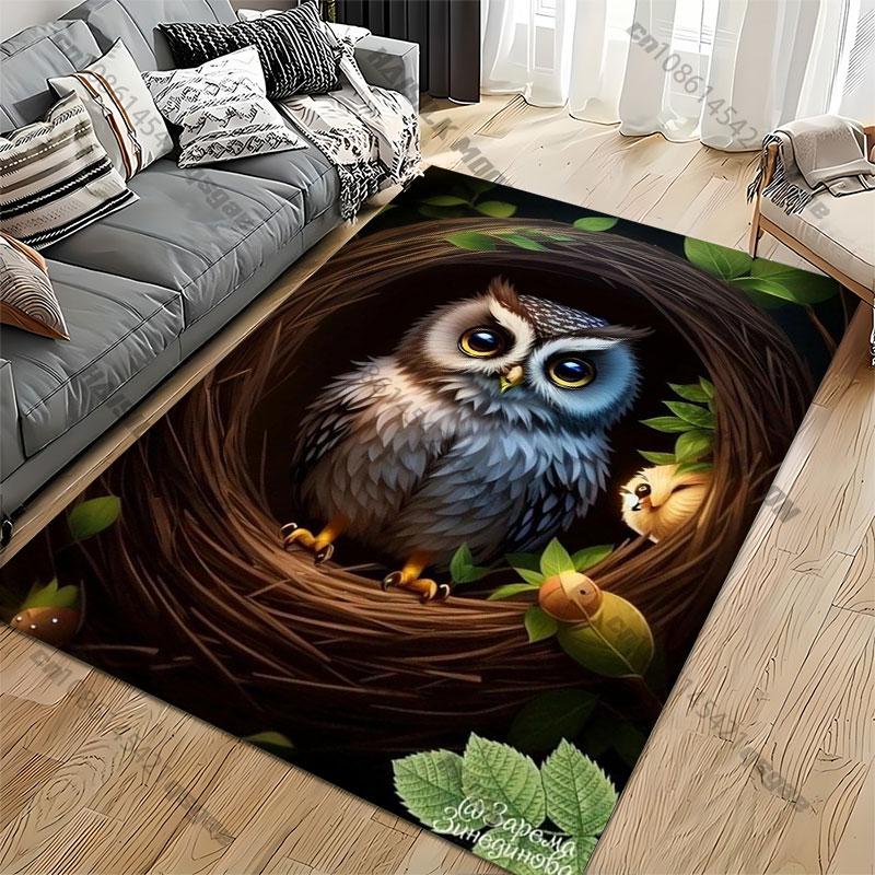 Owl nesting woodland creatures carpet Yoga living room room decor children's crawling mat doormat area rug games mat