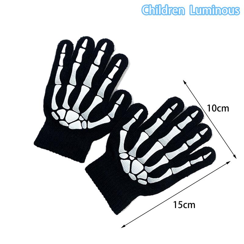 Mode Halloween Skelett Geist Handschuhe Hut Kreative Leuchtende Halbfinger Vollfinger Print Warme Atmungsaktive Handschuhe Geschenke