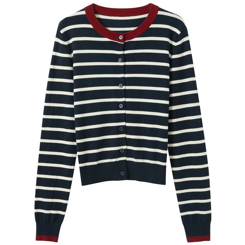 Sancai Women's 2025 Autumn Striped Knit Sweater
