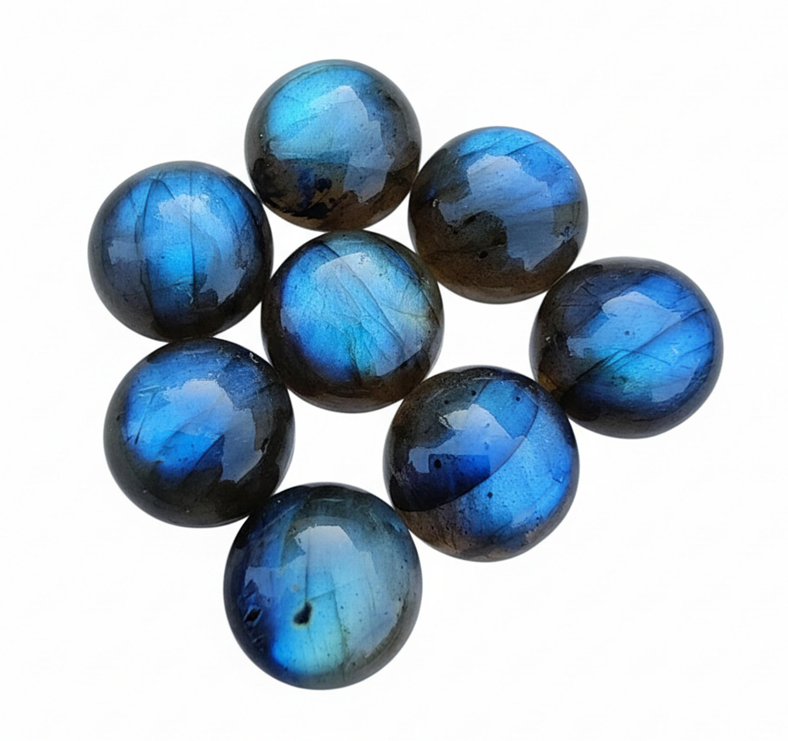 

Blue Labradorite Gemstones: Round Flat Back Cabochons, All Sizes 6mm синий