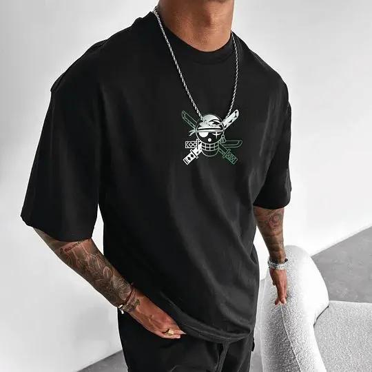 Japanisches Herren-T-Shirt Roronoa Zoro Junge Kinder Baumwolle Y2K Harajuku Trend Kurzarm