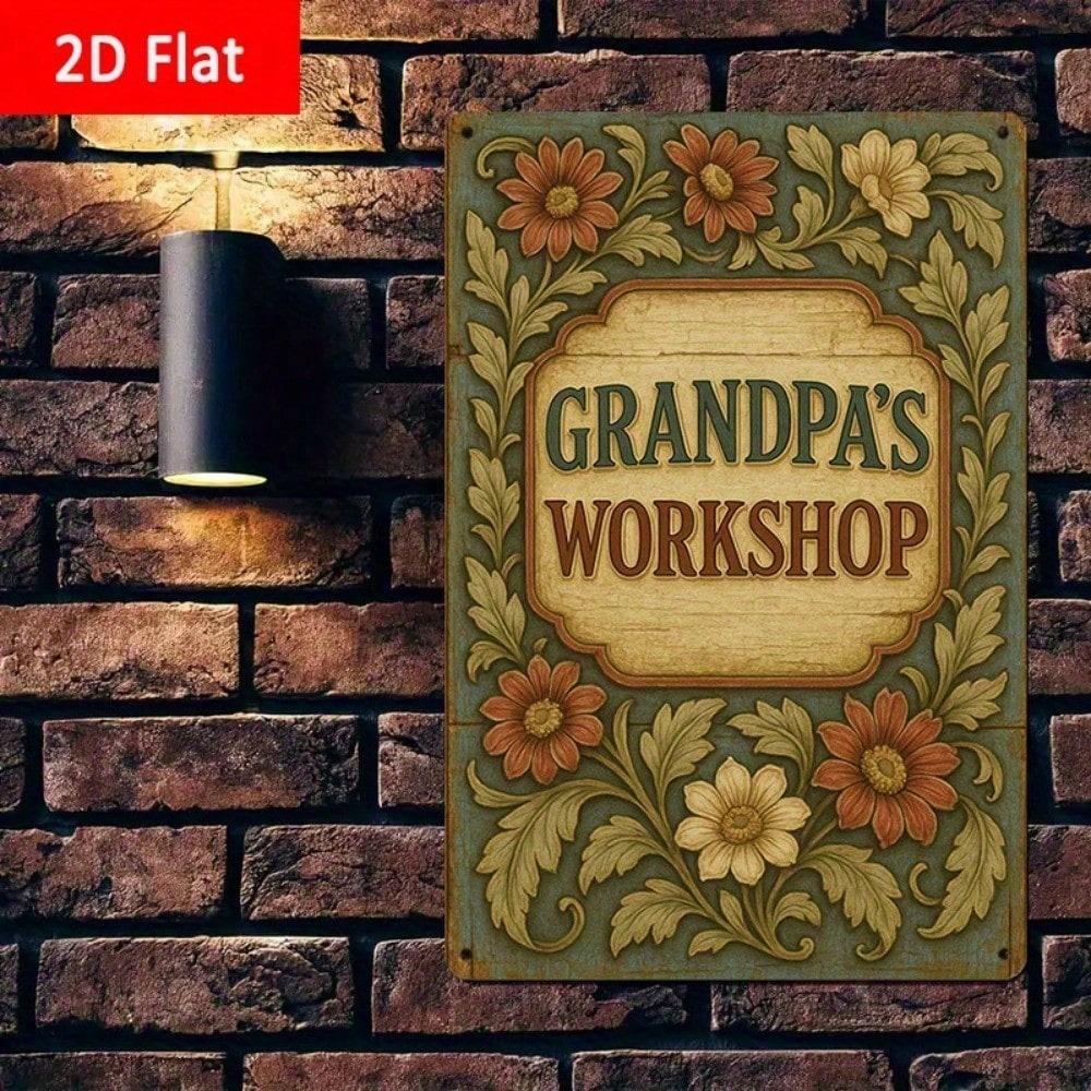 

Vintage Metal Sign Grandpa Workshop Floral Wall Decor Garage Bar Plaque 20x30 різнокольоровий
