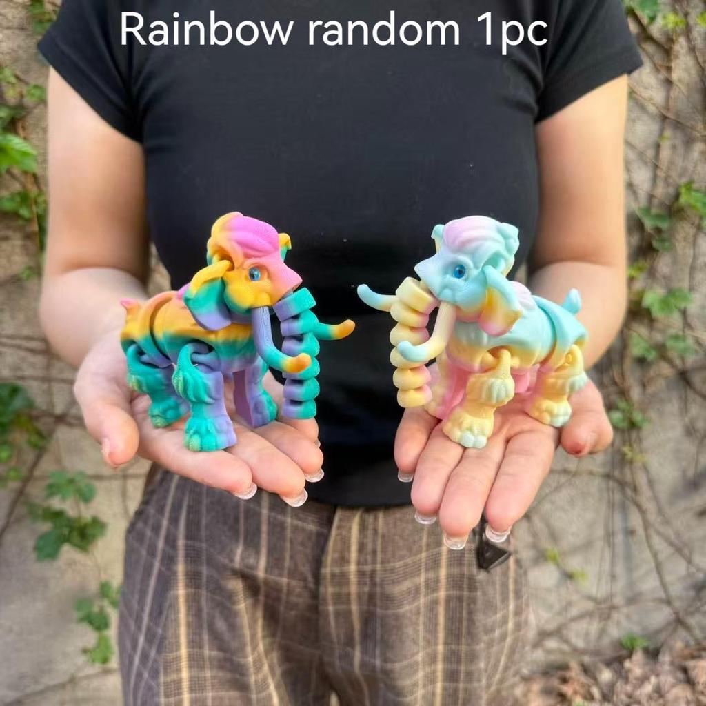 3D Printed Movable Mammoth Elephant Model – Creative Desktop Toy Ornament