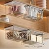 Transparent Pull-Out Storage Drawer Wall-Mounted Under The Mirror Cabinet Drawer Style Storage Box No-Punching Installation