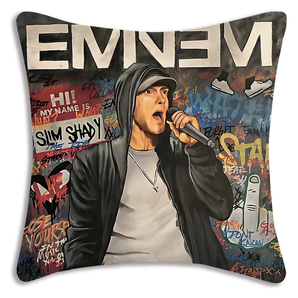 Hip Hop Rapper Eminem Pillow Covers Cartoon Sofa Decorative Home Doublesided Printing Short Plush Cute Cushion Cover