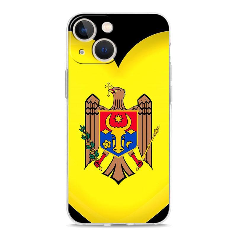 Capa de Celular Para iPhone 17 Air Cases iPhone 16 15 12 13 14 Pro Max SE 7 8 Plus iPhone11 Capa Macia Transparente Bandeira da Moldávia