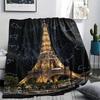 Paris Eiffel Tower Print Flannel Blanket, High quality Comfortable for All Seasons, Home Decor, Warmth and Comfort, Perfect for Christmas Gifts86