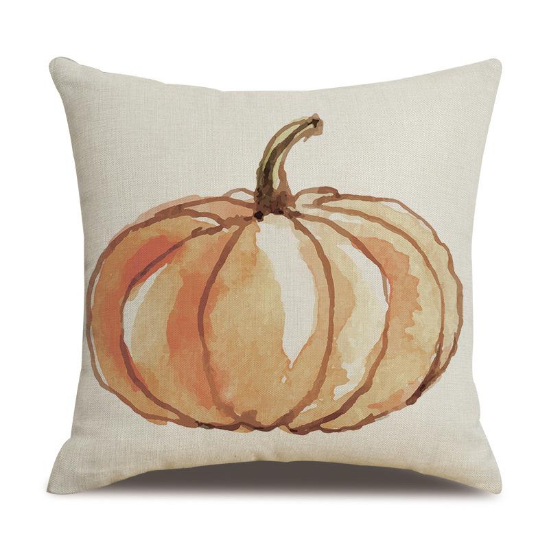 Thanksgiving Linen Pillowcase Autumn Pumpkin Print Pillow Cushion Cover