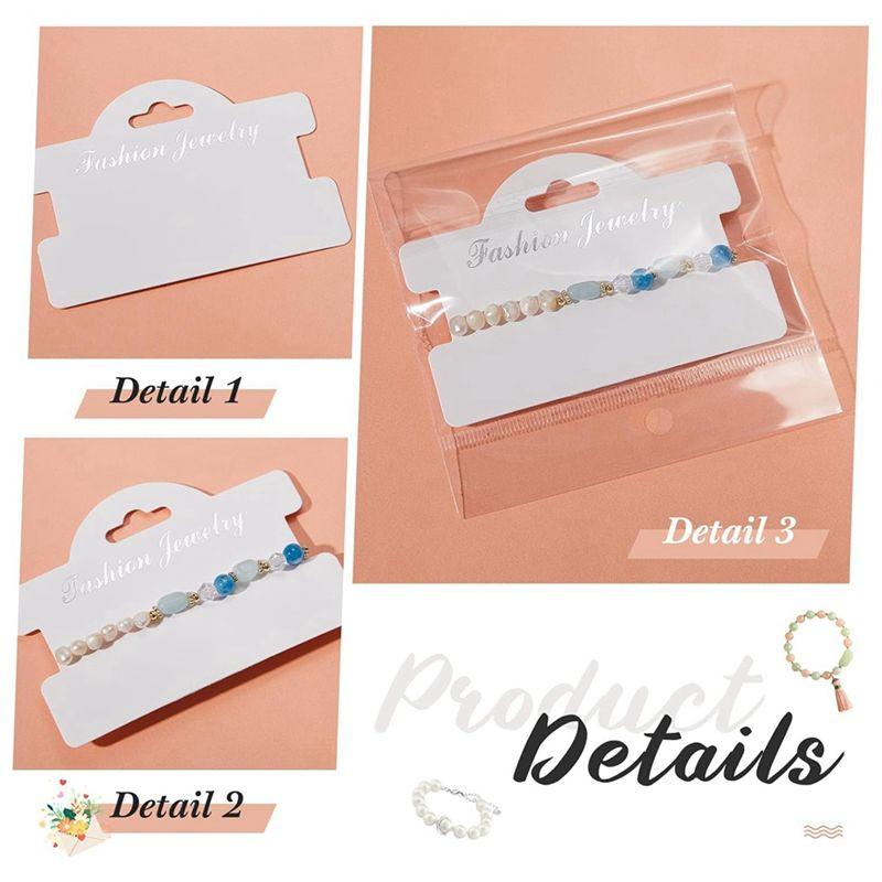 M-Modern-100Piece Bracelet Display Cards Jewelry Display Hanging Card Bracelet Packaging Necklace Cards With Bags ,White
