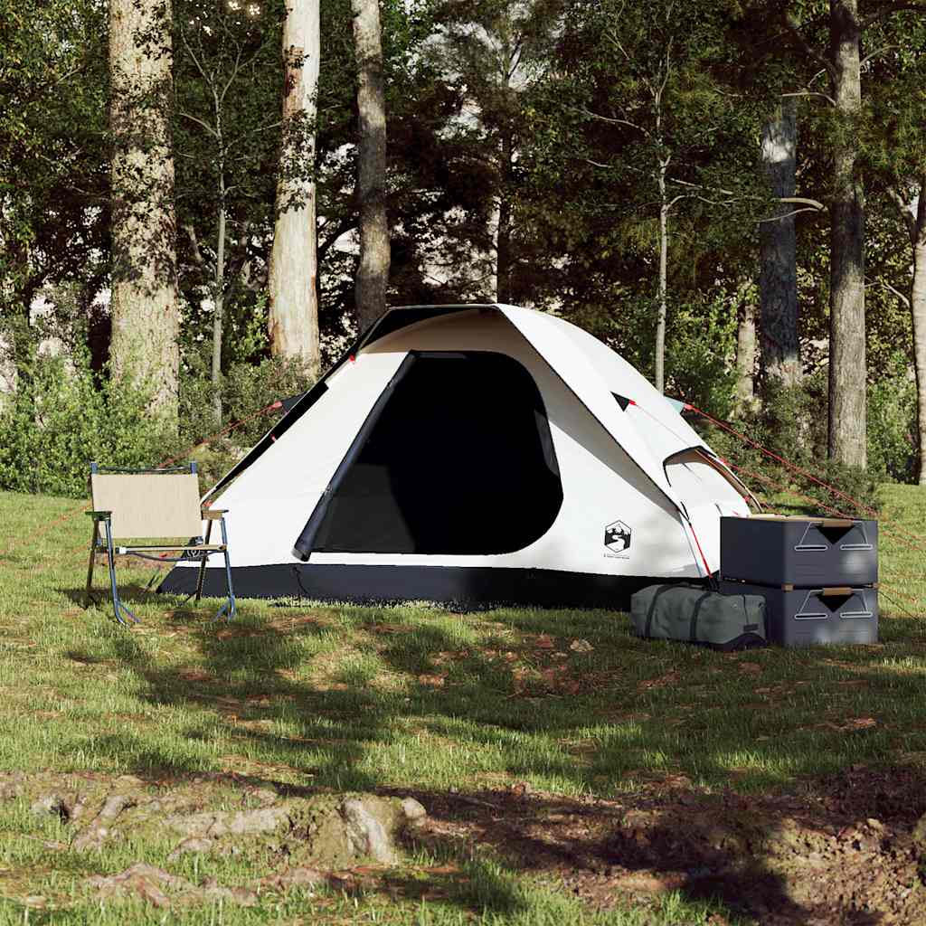 Dome Camping Tent for 2 Persons White & Dark Waterproof