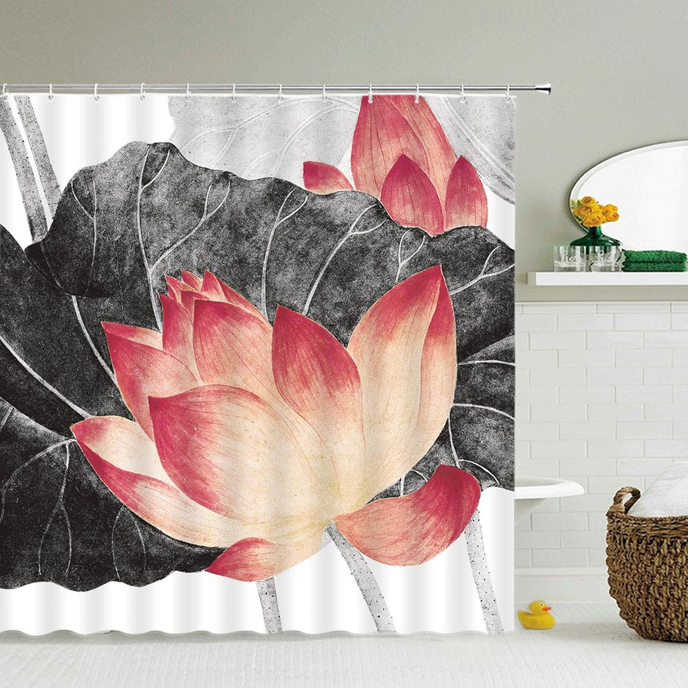 Chinese Style Flower And Birds Tree Shower Curtains Bath Curtain Waterproof Bathroom Decor With Hooks 3D Printing Bath Curtain