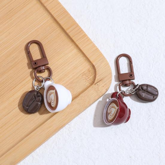 Coffee Cup Keychain Creative Keychain Pendant Mini Latte Art Coffee Cup Key Chain with Simulated Coffee Bean for Bags Keys