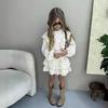 Children Clothing Girl's Dress Autumn Floral Lace Shirt+Cake Skirt Two-piece Set