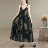 Sleeveless Strap Cotton Vintage Stripe New In Dresses For Women Casual Loose Long Summer Dress Elegant Clothing