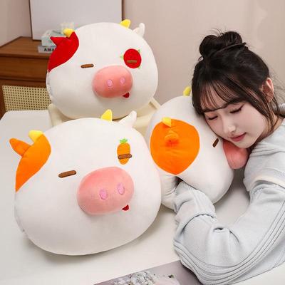 Peluche Vache Cochon Fraise Dudu - Oreiller Parfait pour Câliner la Nuit & Meilleur Ami Cadeau d'Anniversaire pour Elle