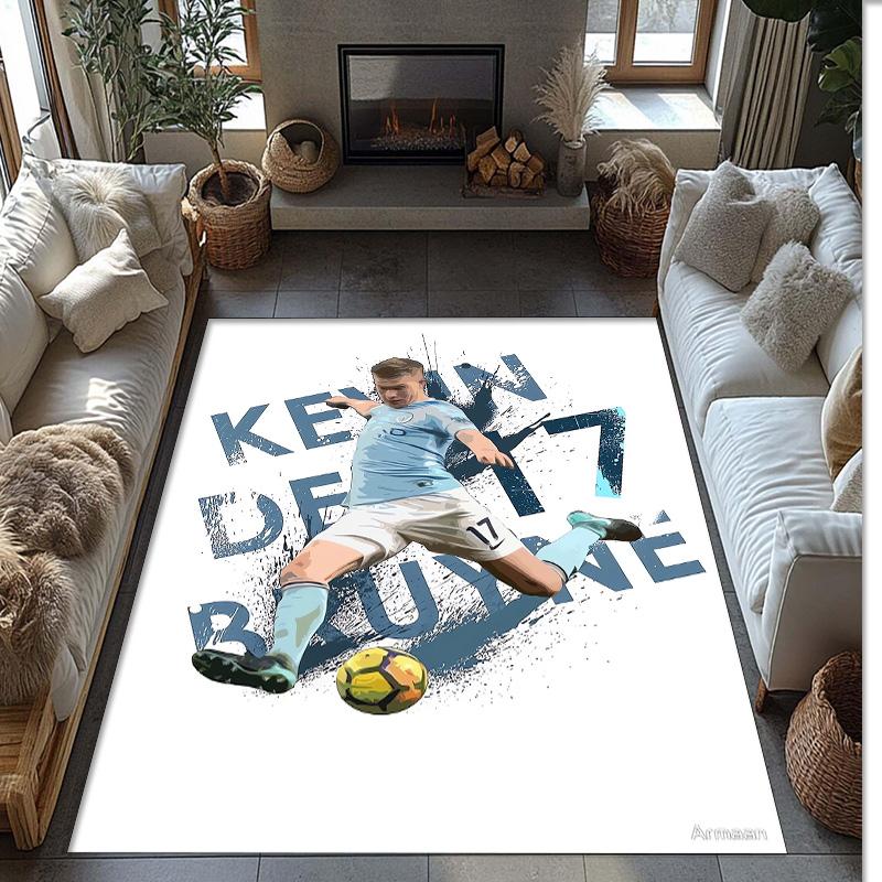 Kevin De Bruyne Printed Flannel Area Rug Non Slip Soft Polyester Floor Carpet Indoor Decor Mat for Bedroom Living Room Sofa