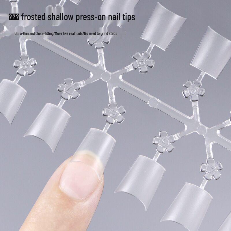 

Traceless Oval Flower Nail Tips - Frosted Half-Cover Small Oval Tips (300 pcs)