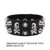 Unisex Punk Jewelry Pieces Featuring Wide Leather Band and Rebellious Skull Embellishments for Daily Wear
