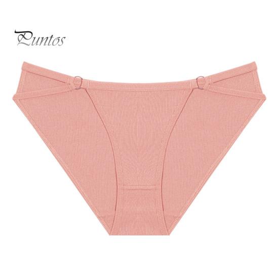 

Женские трусики с ажурной нитью, однотонные, с низкой талией, с небольшим украшением в виде кольца, эластичные хлопковые трусы-бикини для повседневной носки и домашнего сна S розовый