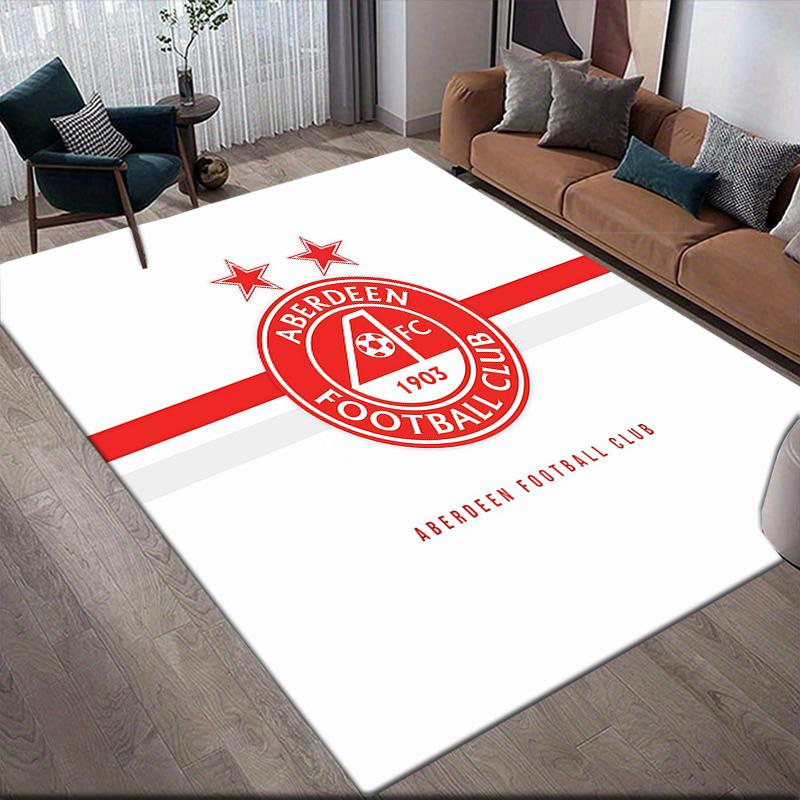 Aberdeen Football Club Flannel Pattern Square Carpet,Area Rug,Carpet Rug for Living Room Bedroom Sofa Playroom Decor,Non-slip Floor Mat