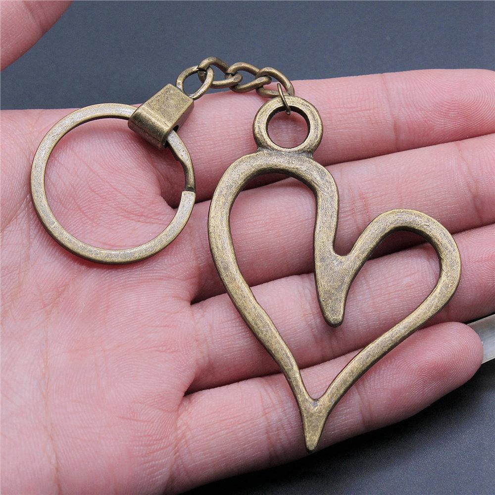 30mm Keychains Peach Heart Tags Wedding Jewelry Findings QY034