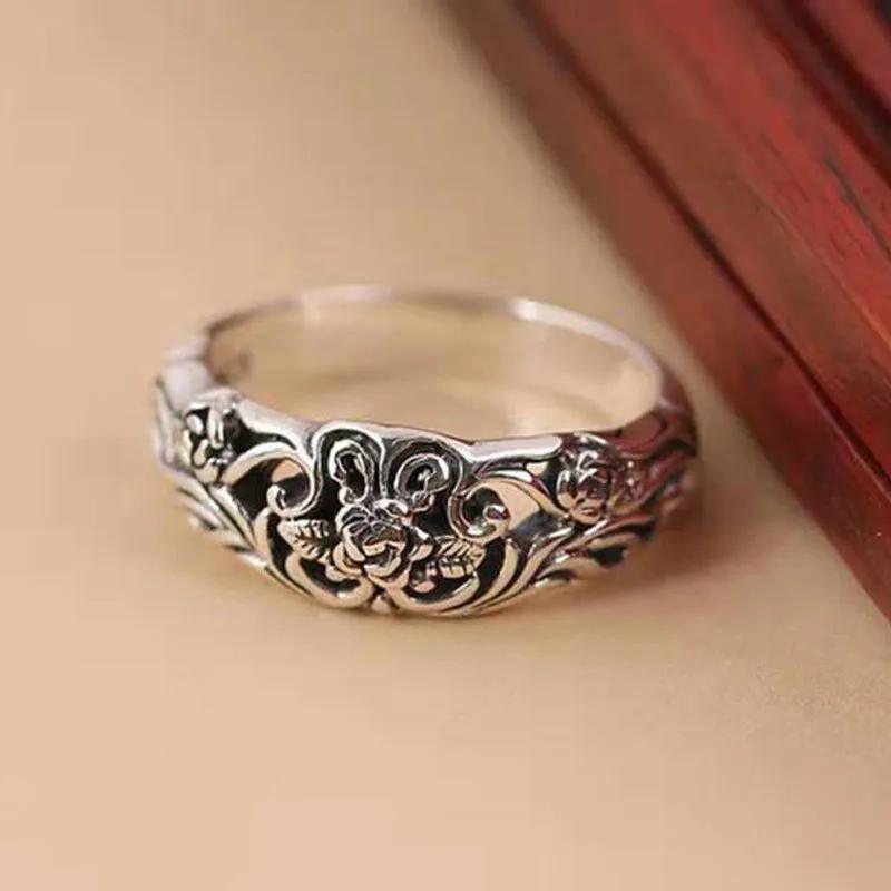 Milan Girls Fashion Retro Old Rose Flower Women's Zircon Ring Party Casual Wholesale Fashion Zircon