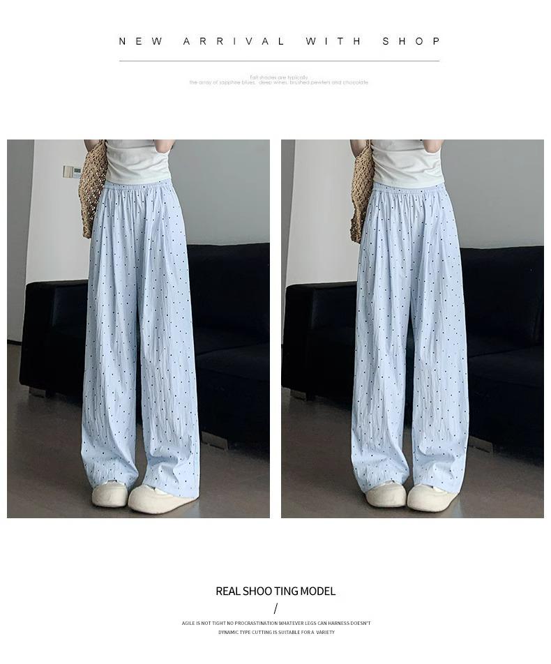 2025 Women's High-Waist Ice Silk Polka Dot Wide-Leg Pants by Yamamoto