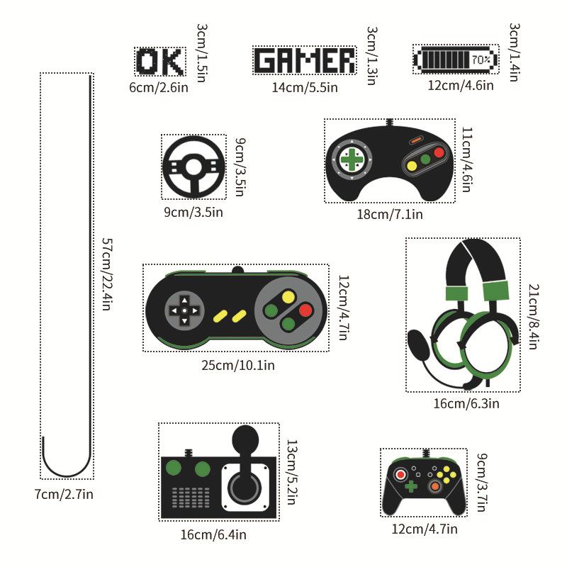 Naklejka ścienna na kontroler do gier, wodoodporna, samoprzylepna, do dekoracji pokoju gier